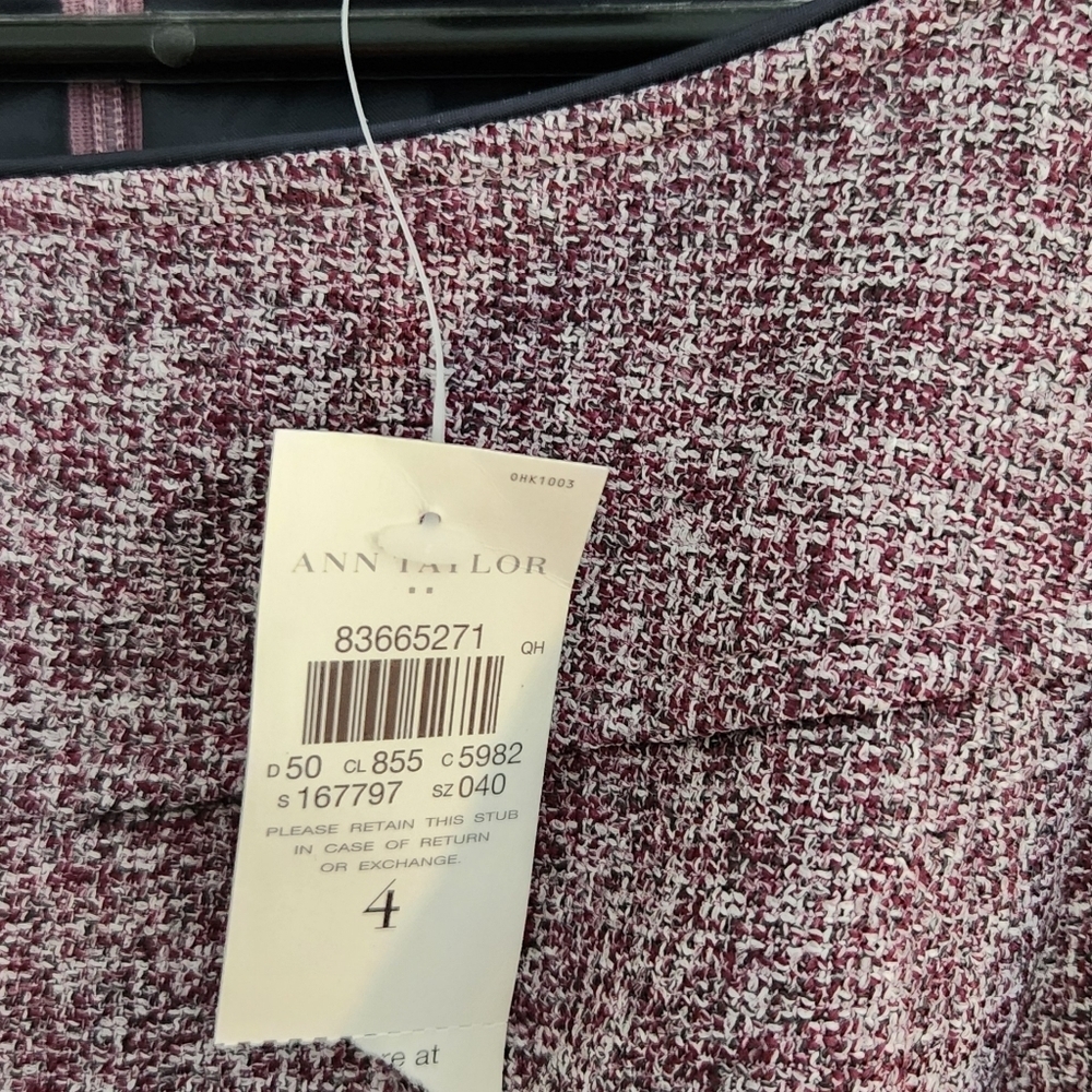 Ann Taylor Sz 4 Mulberry Tweed Short Sleeve Career Dress - Picture 4 of 6